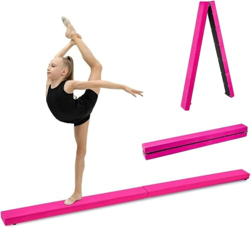 M.J COMFY-LIFE 2.1M (7FT) Folding Gymnastics Balance Beam for Kids - Home Training Beam with Non-Slip Suede Surface, Supports 100kg, Lightweight 4kg for Practice, Beginner to Pro