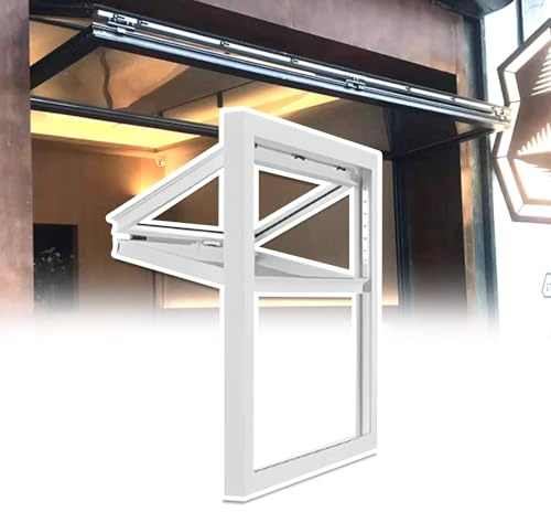 AYHARYLH Ventana Plegable para Concesiones con Vidrio y Cerradura, Ventanas Corredizas Pequeñas de Aluminio con Elevación Vertical, para Puestos de Venta(Wit,WxH: 40x40in/102x102cm)