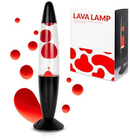 GIFTMARKET- Rote Lavalampe. Retro Tischlampe 34 x 8,5 cm mit 2 Glühbirnen. Kreatives Geschenk für Jugendliche. Stylische Nachttischlampe für Kinderzimmer oder Zuhause.