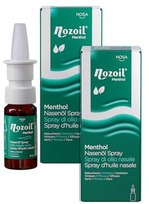 NOSA Nozoil Menthol | Nasenspray | Trockene Nase | Erkältung | Natürlich | Ein frischer Hauch von Menthol | Sesamöl | (2-Pack)