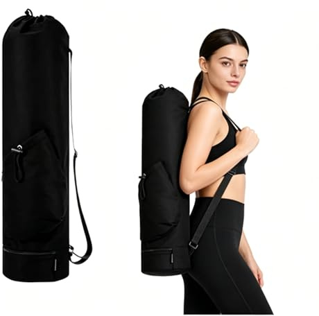 Oaygat Exercise Yoga Mat Carrier Multi-Functional Storage Bag Waterproof Wet Pocket and Drawstring Water Bottle Pocket for Women & Men