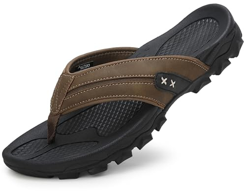 ARRIGO BELLO Flip Flops Mens Sandbeach Thong Sandals Leather Sliders Non-Slip Summer Slippers Durable Antislip Flip-flop UK Size 7-11