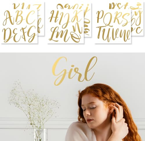 SUPERDANT 6 Blatt Gold Name Wandtattoo Personalisierte Buchstaben Wandtattoo Wohnzimmer Alphabet Folien Wandsticker Für Schlafzimmer Tür Spind Wohnzimmer Eingangsbereich Home Office Deko Goldfarben