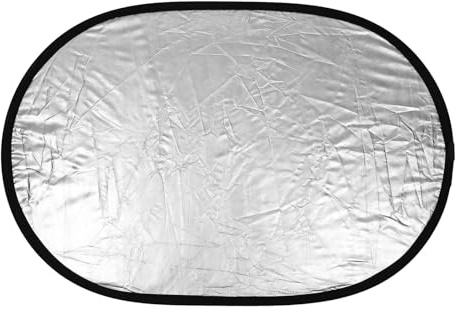SEWACC Réflecteur Photographique Ovale 60 X 90 Cm Argenté et Blanc Double Face Pliable Portable, Accessoire Photo Extérieur, Réflecteur de Lumière pour Photographie Professionnelle