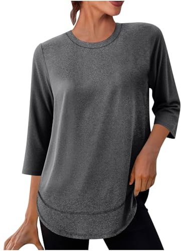 Sport Oberteile Damen 3/4-Ärmel Sport T-Shirts Einfarbiges Lockeres Workout Laufen Yoga Tops Leichtes Sonnenschutz Schnelltrocknend Sport T-Shirt Atmungsaktive Fitness Shirts