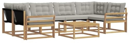 vidaXL Outdoor-Sofagarnitur 7 pcs Weiß und Hellgrau 79 x 79 x 37 cm, Garten, modernes Outdoor-Sofa, gemütliches Möbel, langlebige Lounge, perfekte Terrasse-Sitzgruppe