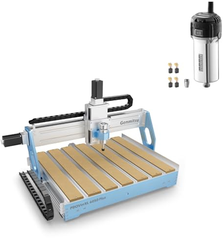 Genmitsu CNC-Machine PROVerXL 6050 Plus+ 710W Compact Router, for Metal Wood Acrylic, 3 Axis CNC Engraver with MDF Carving, GRBL Control, Hybrid Table