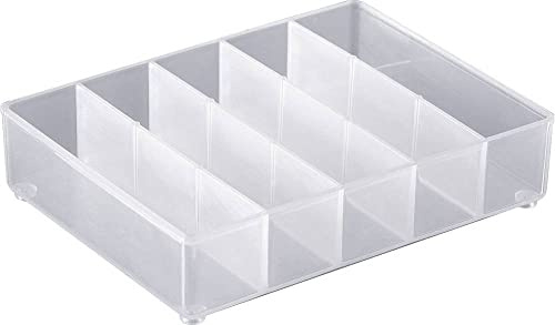 Raaco Einsatzkarton, Halbhoch transparenter PP-Eimer, Lagerbox, A75, 11x8x2 cm, 1 Stück