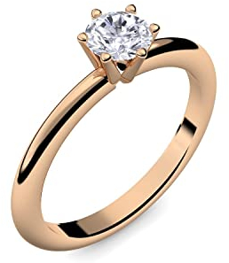 Amoonìc Rosegold Ring Verlobungsringe Rosegold (Silber 925 hochwertig vergoldet) Zirkonia Stein +LUXUSETUI Rosegoldring Zirkonia wie Diamant Echtschmuck wie Rotgold AM195VGRSZIFA58