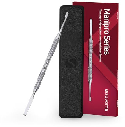 Suvorna Cuticle Pusher & Nail Cleaner | Gel Nail Polish Remover for Manicure & Pedicure | Stainless Steel Hand, Foot & Nail Tools | Dual-Head Cuticle Care & Nail Care Tool for Salon, Spa & Home Use