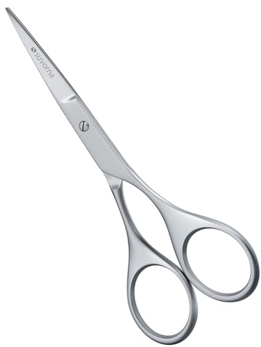 Suvorna Kleine Schere für Bart, Schnurrbart, Gesicht, Nase, Augenbrauen und Ohrenhaare, Haarschere zum Schneiden, Trimmen und Pflegen, aus 11,4 cm Edelstahl für Friseure, Profis und Heimanwender