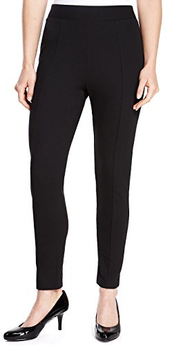 Ladies Ex M&S Slim Leg Stretch Treggings/Pull-On Trousers. Sizes 6-22 (20 Short) Black
