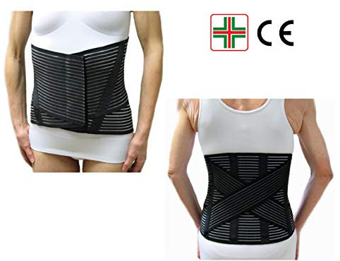 CORSETTO LOMBARE CON INCROCIO -Nero, XXL (109-120 cm.)- Supporto Ortopedico Steccato, Fascia Cintura Addominale con 6 Stecche, Tutore per Schiena, Busto Renale Correttore Posturale - UNISEX Uomo Donna
