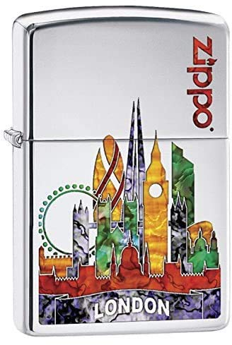 Zippo Mechero de Metal Resistente al Viento Zippo de Larga duración, Ideal para Cigarrillos y Velas de Cigarrillos, Encendedor de Bolsillo, Encendedor de Fuego, Escena de Londres