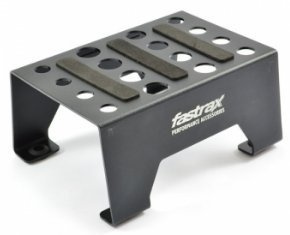 Fastrax Black Anodised Aluminium Car Pit Stand with Magnetic Strips for RC Cars