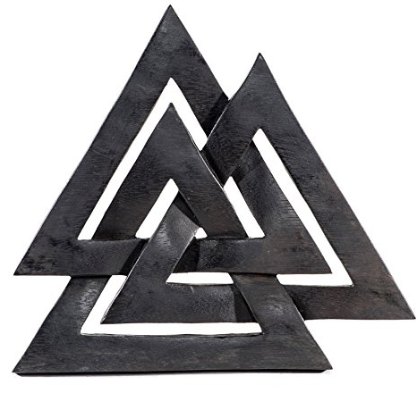 Windalf Wikinger Wand-Deko Valknut 24 cm Holzbild Schwarzer Wotansknoten Handarbeit aus Holz