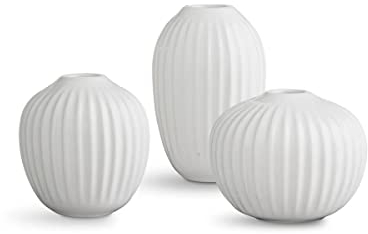 Kähler Miniatur Vasen 3 Stck. Hammershøi dänisches Design Handarbeit, Weiss