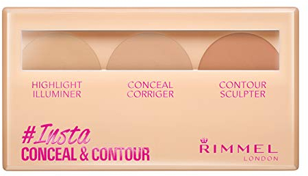 Rimmel London Insta Conceal & Contour, Palette Correttori per Illuminare, Correggere e Scolpire il Viso, 010 Light, 8,4 g
