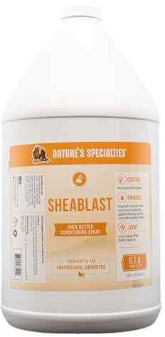 Nature's Specialties Sheablast Conditioning Spray - Sheabutter Pflegespray für Hunde - Stellt den Glanz Wieder her - Fördert das Haarwachstum - Repariert Trockenes & Ggeschädigtes Haar, 3.8L