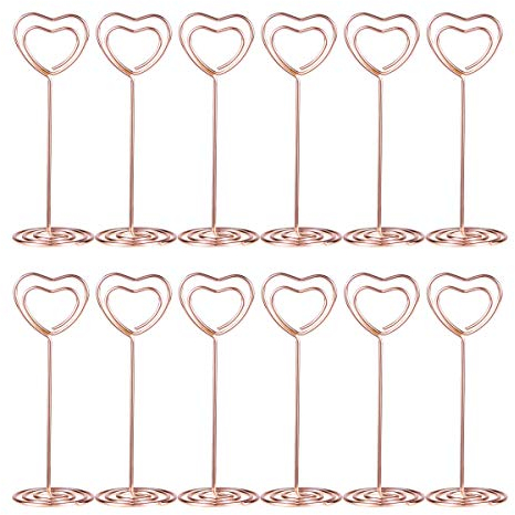 TOYMYTOY 12 Stück roségoldener Memo-Halter, Foto-Clip-Halter, Tischnummernhalter, Platzkarten-Ständer, Papier-Menü-Ständer