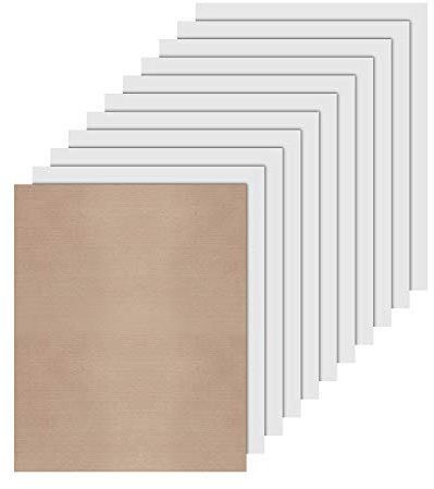 JANDJPACKAGING Vinilo de transferencia de calor para camisetas de 12 x 10 pulgadas, 25 hojas multicolores, lámina de teflón para planchar, grande, color blanco