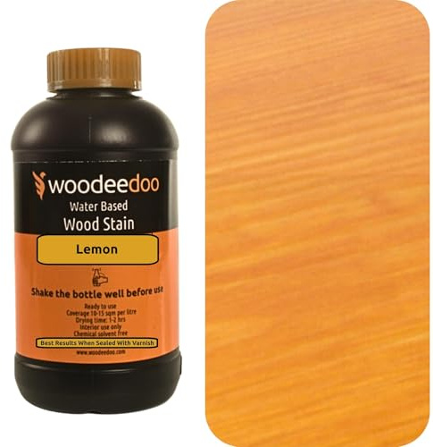 WooDeeDoo Water Based Wood Stain | Wood Dye | Ready to Use | Environmentally Friendly | Solvent Free | Odour Free | 200 ml | Lemon