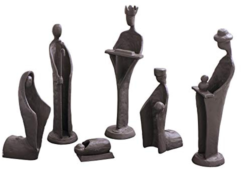 Danya B. Moderne Weihnachtskrippe für Weihnachten, Ostern, 22,9 cm, Eisenkrippen-Set mit 6 Skulpturen (Jesuskind in einer Krippe, Josef, Maria und die drei Könige)