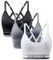 ANGOOL Sport BH Damen Einstellbarer Schultergurt Sport Bustier Damen Gepolstert Starker Halt Nahtlose Joggen Yoga Fitness Bra, 3er Pack, Schwarz + grau + weiß, XL