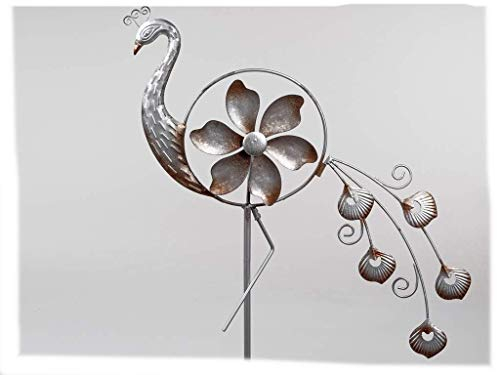 Deko Stecker Windrad Pfau 40x115cm Metall Blumenstecker Gartenstecker Garten