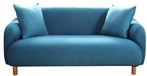 Himlaya Elastischer Sofabezug Stretch Couchbezug Sesselbezug Elastischer Antirutsch Stretchhusse 1/2/3/4 Sitz Weich Stoff Sofabezug Möbelschutz Verzieren (Blauer See,2 Sitze: 145-185 cm)