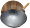 Vinbcorw Wok Pan, Traditional Hand-Hammered Wok Made of Carbon Steel with A Handle Made of Wood and Steel Chinese Woks (Round Bottom) 1.8 Mm Thick Wok with Lid,36cm