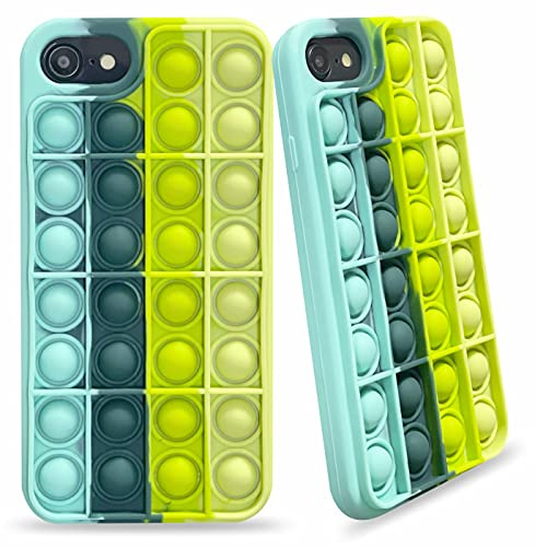 elexal Poppet Silicone Phone Case Compatible with 6s 7 8 SE2020, SE2022, Pop Fidget iPhone 7 Phone Case for Boys, Shockproof Anti-Anxiety Anti-Depression Stress Relief Toy Green