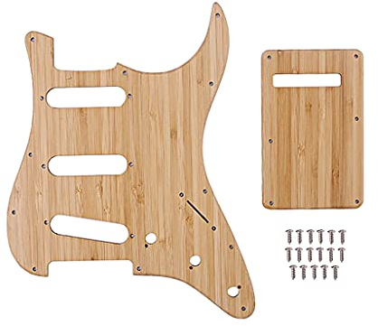 Alnicov SSS 11 Loch Strat Pickguard Rückplatte mit Schrauben für Stratocaster Strat Gitarre (Bambus-Material)