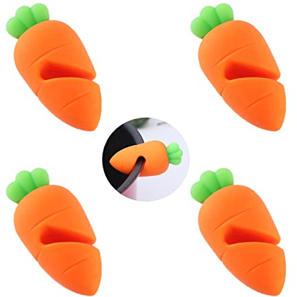 Levantador de tapa soporte para tapa de olla pequeño de silicona resistente al calor,soporte de tapa resistente al calor en forma de zanahoria reutilizable,adecuado para la cocina del hogar 4 piezas