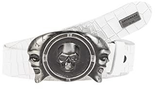Cipo & Baxx Herren Leder Gürtel Belt Accessoire Design Ausgefallen Schließe CG198 Weiß Gr.95