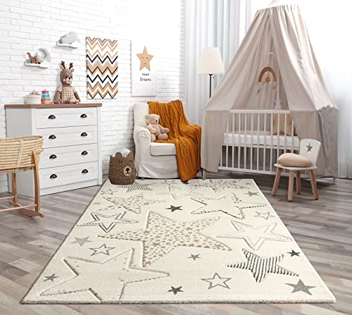the carpet Monde Kids weicher Sternenteppich, Sternenhimmel, Kinderteppich, Hoch-Tief Effekt, Pflegeleicht, Farbecht, Lebendige Farben, Sterne, 80 x 150 cm