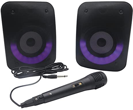 Lexibook, iParty, Set van 2 Bluetooth® Stereoluidsprekers, Inclusief microfoon, Helder, 3 uur batterijduur, Bluetooth 5.0, BTS500Z