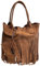 Modarno Damen-Einkaufstasche aus echtem Wildleder mit Fransen plus Schmucketui in der gleichen Farbe - Handtasche - Schultertasche, Leder