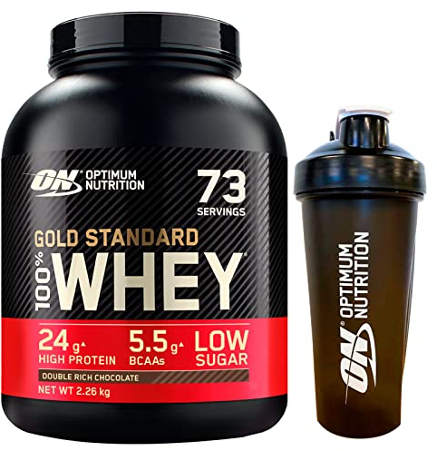 Optimum Nutrition Gold Standard 100% Whey Proteine con Aminoacidi Doppio Cioccolato 2,26kg 73 Porzioni + Shaker