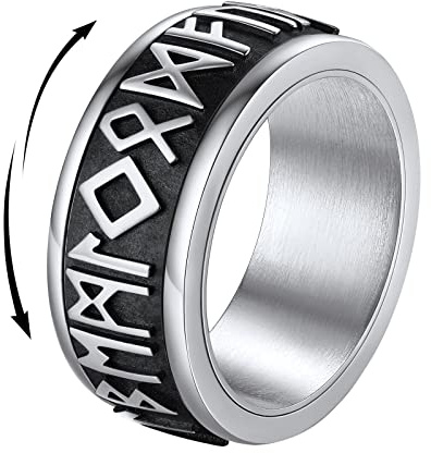 FindChic Herren Damen Spinner Fingerring Personalisierter Viking Rune Bandring drehbarer Fingerring mit Geschenkebox für Valentinstag Geburtstag