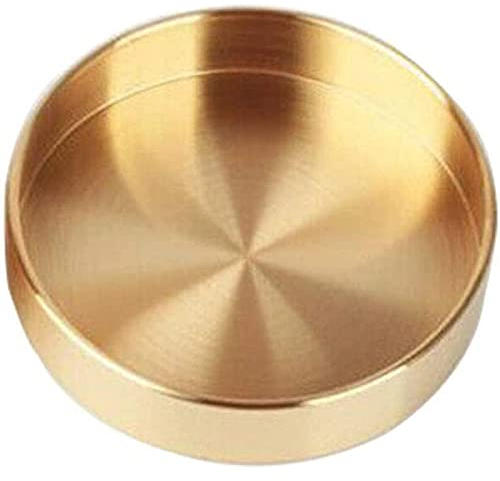 Vassoio rotondo in ottone vassoio decorativo in metallo organizer vassoi per gioielli trucco articoli da toeletta stoviglie da cucina 14cm arricciatura
