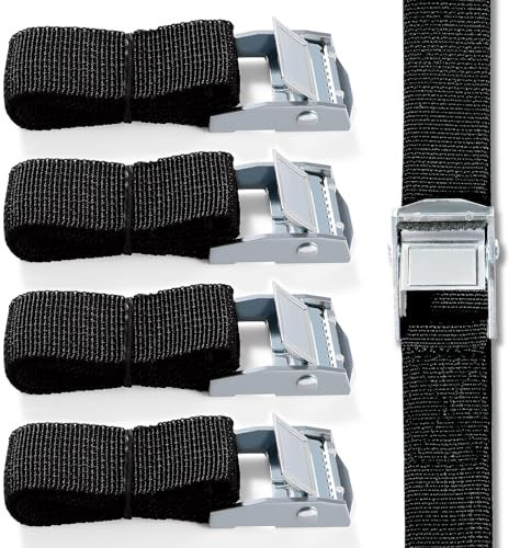 Lyeteung 4 Pezzi Cinghie di Fissaggio, 50 * 2.5 cm Cinghie di Fissaggio Corte, Cinghie di Fissaggio Cinghie con Cricchetto, Cinghie di Tensione, per Moto, Auto, Rimorchio, Bagagli, Cargo