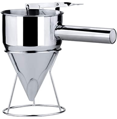 Entonnoir De Piston Ouken En Acier Inoxydable Argenté Dispensateur De Pâte À Entonnoir À Bille Avec Poignée Rack
