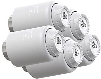 Qiumi WiFi Thermostat-Heizkörper-Aktuatorventile, WiFi Direct, programmierbare Steuerung Alexa Google Sprachsteuerung