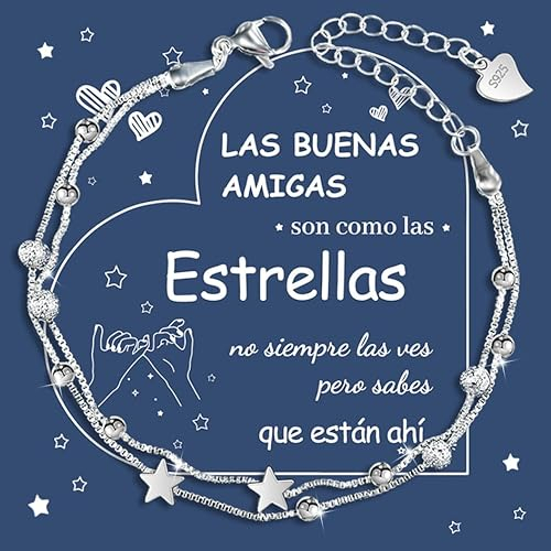 CheersLife Pulsera Amistad Amigas Pulseras de la Amistad Pulsera Plata Mujer Regalos para Amigas Regalos Originales para Mujer