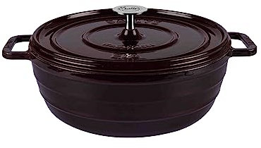 Sallys 'Ela' Deluxe Gusseisentopf - Robustes und Hochwertiges Kochjuwel für Perfektes Garen (Plum Purple Majolika)