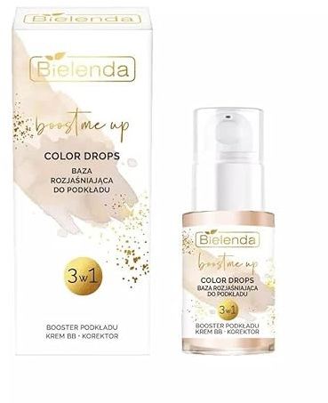 Bielenda BOOST ME UP Color Drops Brightening Base for 3 in1 Foundation Booster/BB Cream/Concealer