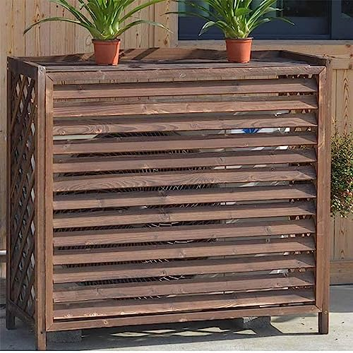 Cache Climatiseur Exterieur Bois, Clôture Décoratif Pour Climatisation, Cache Climatiseur En Bois Massif D'écran De Confidentialité, Résistant Aux Intempéries/Ventilation, Facile À Installer (Size :