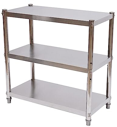awolsrgiop 3 Böden Edelstahlregal, Edelstahl Küchenregal Metallregal Standregal, Edelstahl Gastro Regal Schwerlastregal Garagenregal Werkstattregal Lagerregal, 80x80x40cm