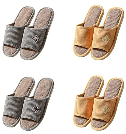Teceyfeet Chaussons Invités lot,4 Paires Chausson Lavables Pantoufles Hôtel Homme, Femme Pantoufles Confortable Slippers Chausson Spa Fermé Antidérapante Pantoufles Jetables à Spa